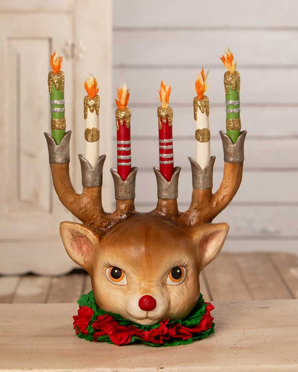 Retro Reindeer Candelabra Holiday Decor